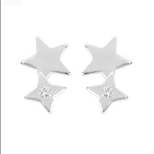 SILVER MINI DOUBLE STAR EARRINGS